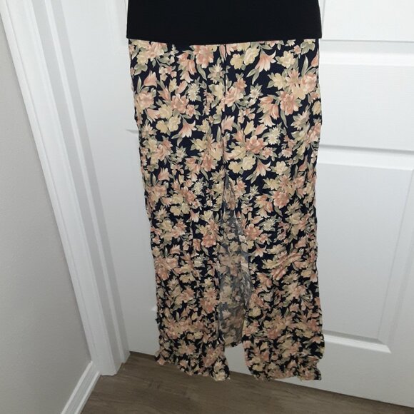 Set Vintage 1990's Y2K * Black Sleeveless Turtleneck & Long Floral Skirt * Sm 4 - Picture 5 of 10